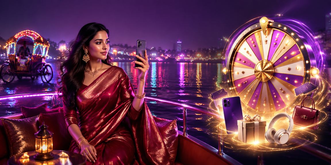 ঢাকায় নিয়ন আলোয় মোবাইলে bdkk app গেমস লবি ব্রাউজ করছেন একজন তরুণ